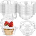 100ct Cupcake Holders Individual Cupcake Containers, Disposable Clear Plastic Single Cupcake Carrier with Dome Lid for Dessert To-Go, Muffin, Cheesecake, Pastries
