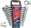 WORKPRO Mechanics Wrench Set Metric and Standard, 22PCS Complete Combination Wrenches Set. SAE 1/4" to 7/8", Metric 9mm to 19mm, Automotive Wrench Set with Rack Organizer