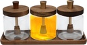13oz Honey Pot Set,Glass Honey Jars with Dipper, BPA-Free Honeypot with Bamboo Lid,Wide Mouth Honeys Containers No Drip for Syrup,Sugar,Salsa Condiment Dispenser - Tray,Labels and White Markers