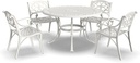 Homestyles 6652-328 5 Piece Outdoor Dining Set, 48" Table, Off White