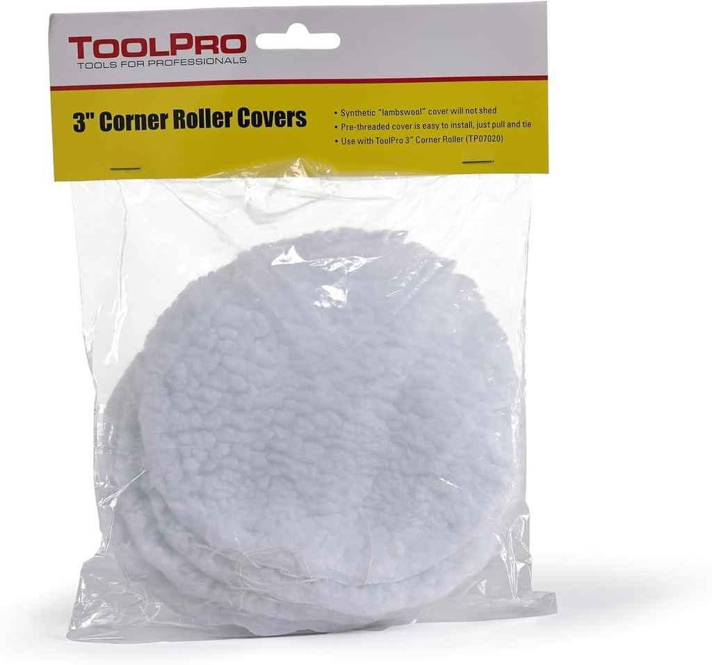ToolPro Professional Grade 3 Inch Corner Roller & Applicator for Applying Drywall Mud to Corners (Replacment Covers)