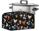 TODIYADDU Rooster Hen Slow Cooker Dust Cover with Handle Daisy Flowers Air Fryer Cover Insulated Travel Carrier for Women Lightweight Appliance Cover Dust Cover Trendy Home Decor Holiday Gifts
