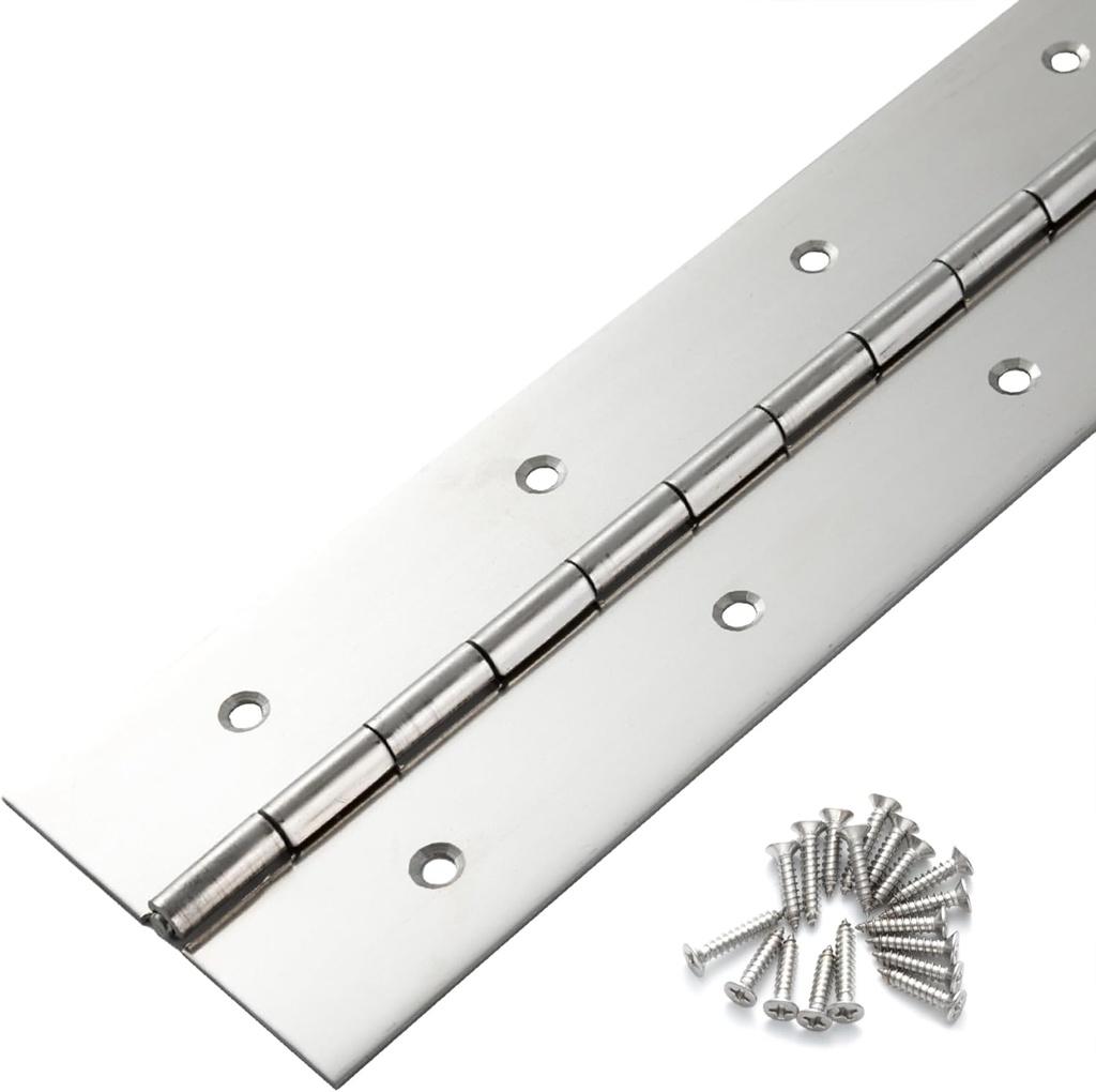 Marine Grade Heavy Duty Piano Hinge 36 Inch x 2 Inch Width, True 0.060'' Thick Stainless Steel Piano Hinge for Heavy Duty Cabinet, Door, Toolbox, Metal Plate, Furniture, Industrial Project