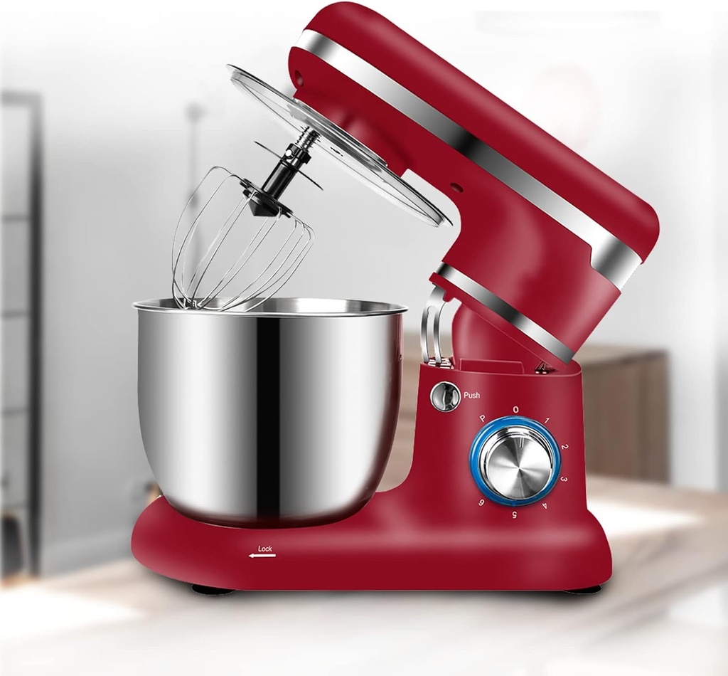 Mixer Electric,Tilt-Head 5 Qt 1200W, 6-Speed Tilt-Head Mixers Kitchen Electric Stand Mixer Small, for Dressings, Frosting, Meringues More,red