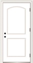 National Door Company, Exterior Single Door, Fiberglass Smooth, 36" x 80", 2-Panel Arch, No Glass - Impact Collection, Right-Hand Outswing