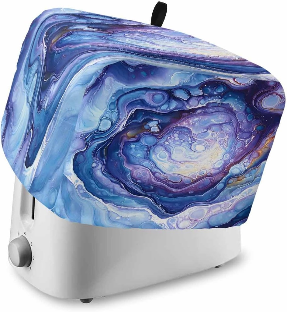 Modern Blue Toaster Cover 2 Slice, Small Kitchen Appliance Covers, Abstract Art Moire Contemporary Toaster Oven Cover with Loop, Bread Machine Cover Polyester Dust Cover Protection