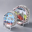 Rainmae 2 Pack Paper Plate Dispenser for 6-10 Inch Disposable Plates, Reusable Paper Plates Holders, Space-Saving Metal Dish Organizer for Kitchen Cabinet Countertop RV Outdoor Storage Organization