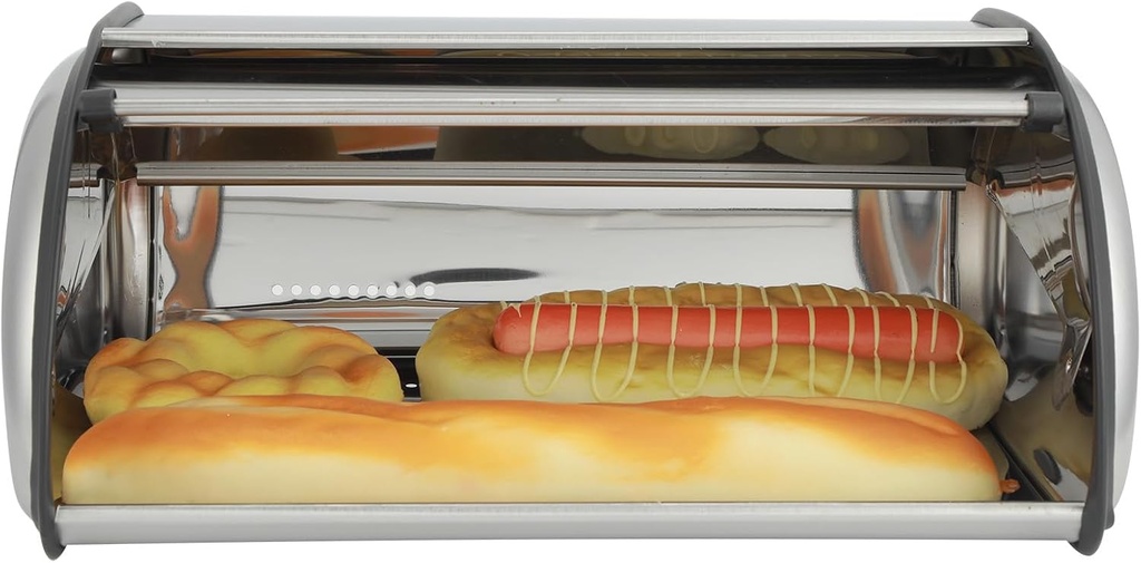 Bread Box for Kitchen Countertop Stainless Steel Bread Holder Large Capacity Bread Storage Container Metal Bread Bin Morden Bread Box with Rolling Door for Homemade Breads Pastries Pancake