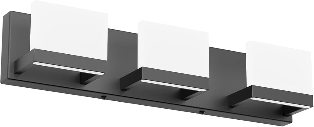 Tipace 3 Lights Black Dimmable LED Vanity Light for Bathroom Up and Down Black Modern Bathroom Wall Light Fixtures Over Mirror(White Light 6000K)