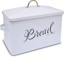 Better Kitchen Products Classic Metal Bread Box with Side Handles, Large Capacity (2 Bread Loaves), Farmhouse Bread Bin for Kitchen Countertop, Steel Bread Storage Container with Lid, White