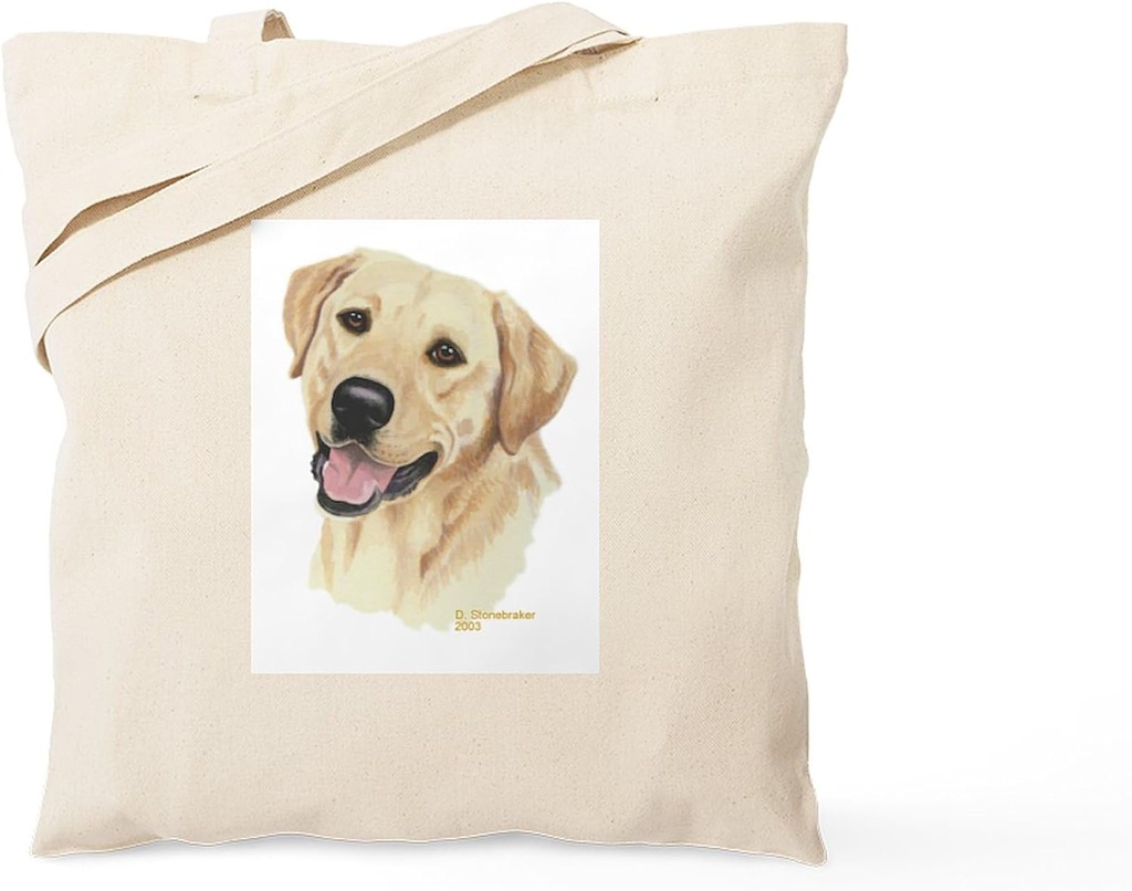 CafePress Yellow Labrador Tote Bag Natural Canvas Tote Bag, Reusable Shopping Bag
