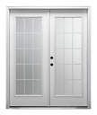 National Door Company Z029264R Steel, Primed, Right Hand In-swing, Exterior Prehung Double Door, Internal Grilles Full Lite, 64"x80", Clear,White