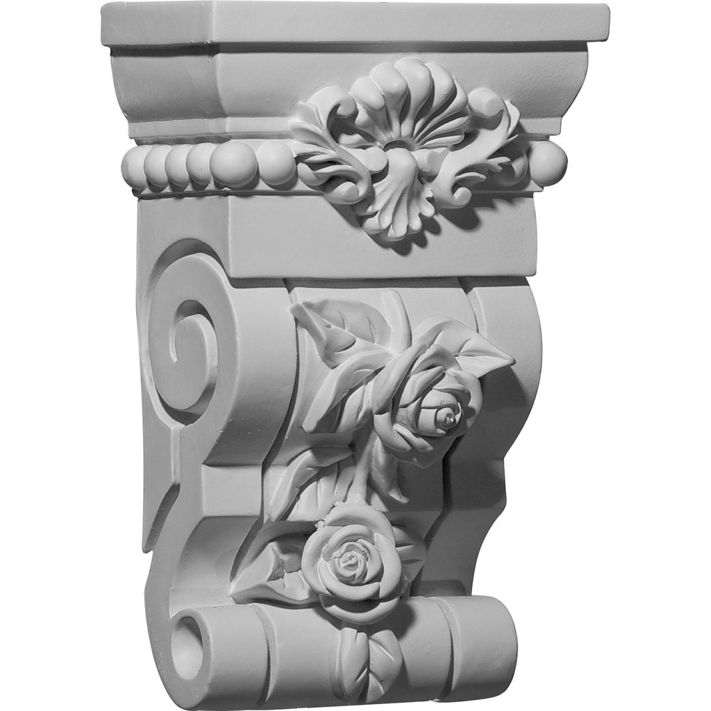 Ekena Millwork COR06X03X10RO-CASE-2 6 1/2 inch W x 3 5/8 inch D x 10 1/8 inch H Rose Corbel (2-Pack),