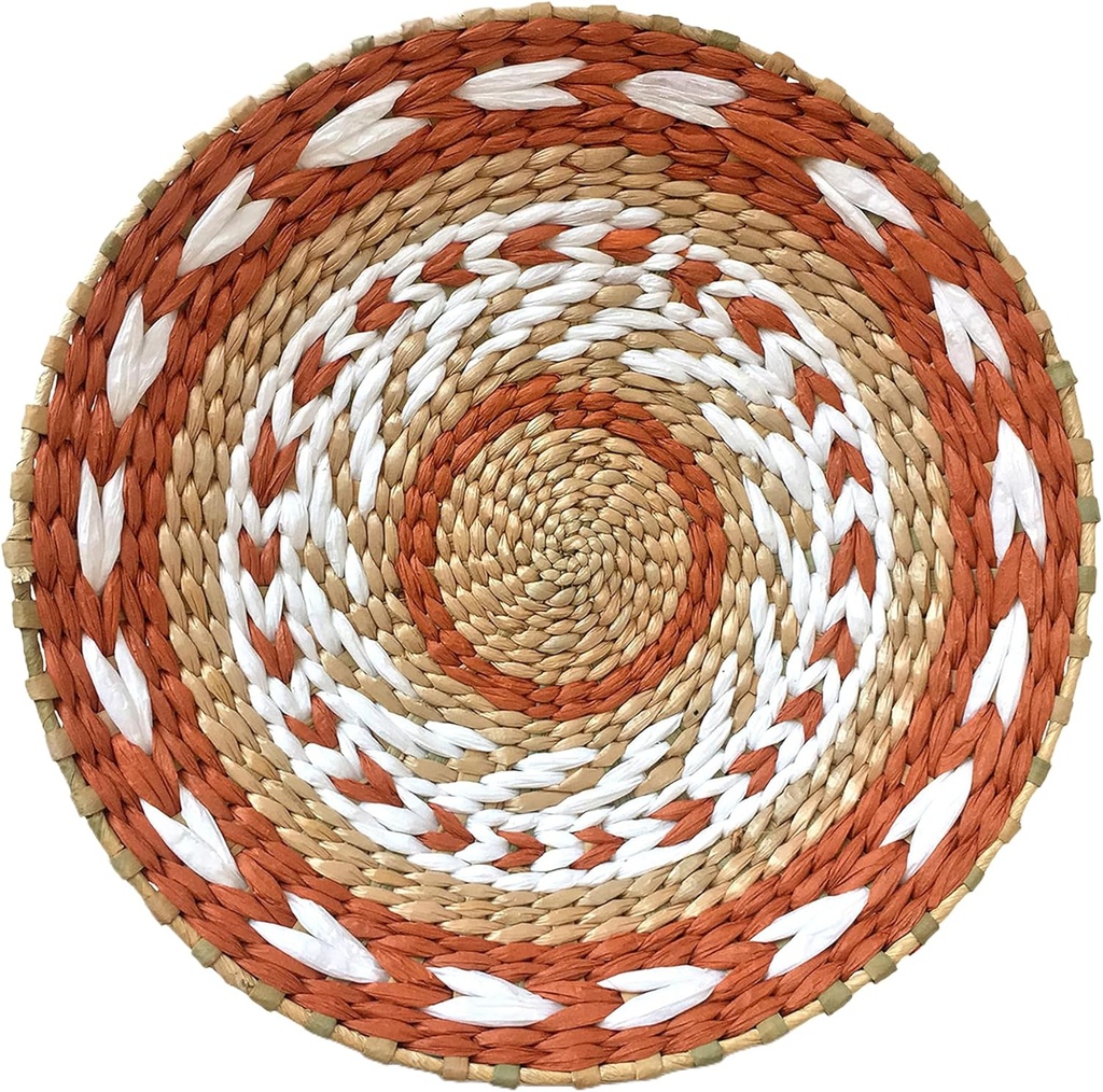 Woven Rattan Wicker Basket Wall Decor, Boho Hanging Wall Basket, Decorative Woven Fruit Baskets - Round Natural Seagrass Baskets for Home Living Room Decor (35cm/13.7in) (A-1)