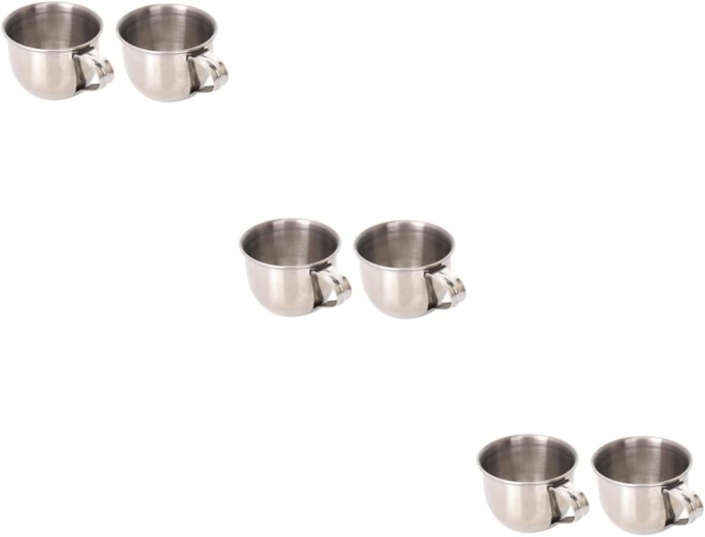 TIDTALEO 3sets Stainless Steel Tea Mugs Water and Sake Cups for Home Use for Japanese Tea Ceremonies and Gatherings 2pcs*3