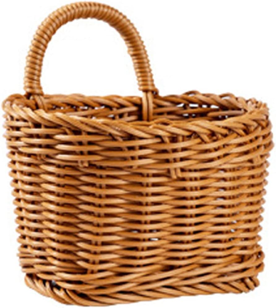 XISAOK Kitchen Storage Basket with Handle Hand-Woven Hanging Baskets for Living Room Fruit Flower Sundries