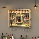 Bar Shelves Wall Mounted with LED Light, Metal Wine Rack Wall Mounted, bar Shelf Wall Mounted, with Hanging Goblet Rack with Partitions, for Living Room,Wine Cellar(Gold,39.4 * 7.9 * 31.5in)
