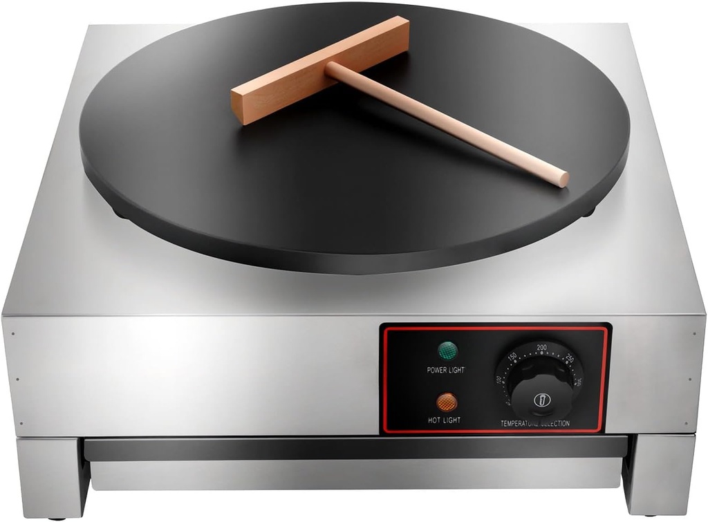 16 Inch Commercial Crepe Maker, 110V 1700W Electric Pancake Maker, Non-stick Crepe Pan for Kitchen, Snack Stand, Dessert Shop, Temperature Adjustable