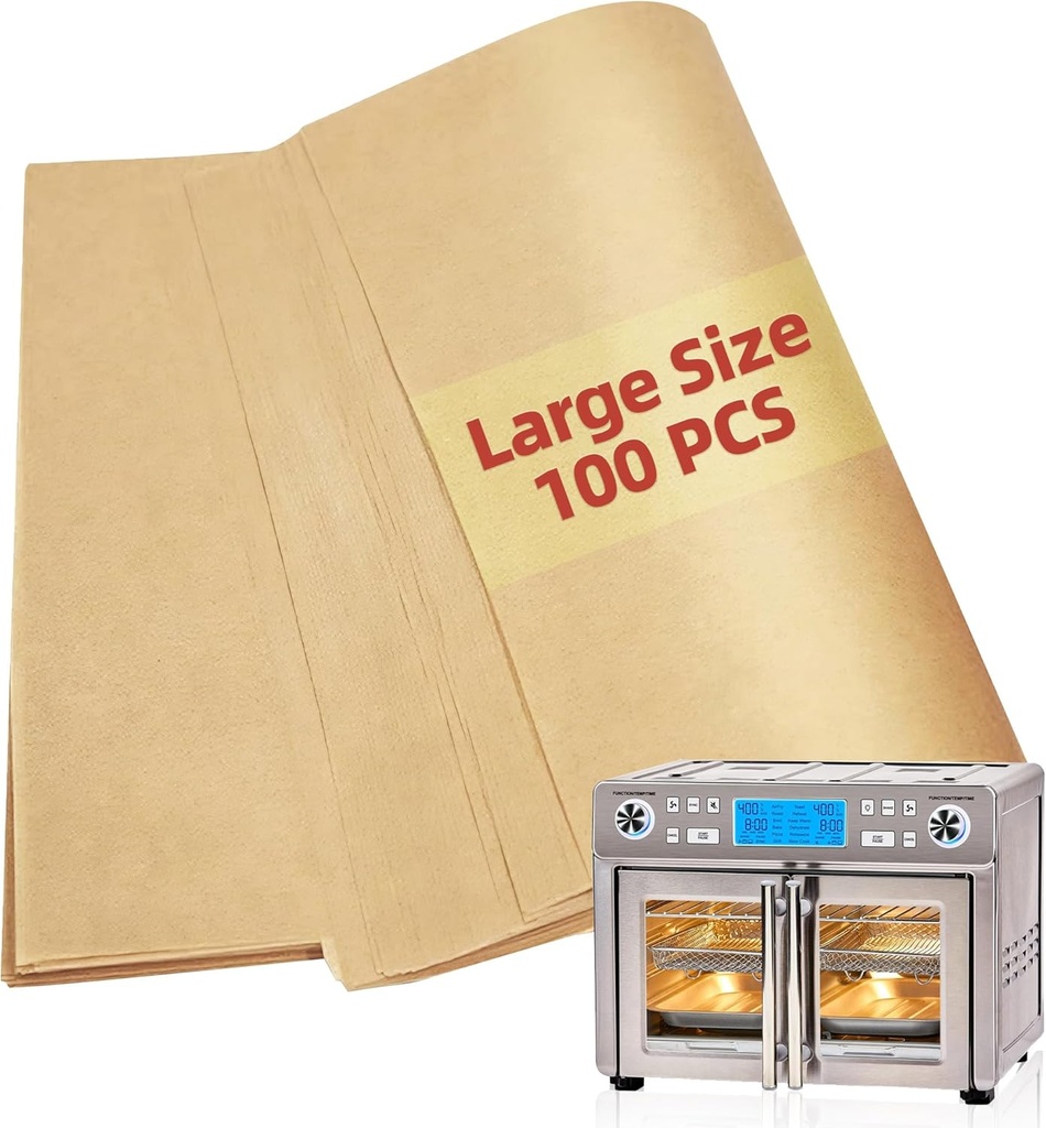 Air Fryer Paper Liners for Emeril Lagasse Dual Zone 360 Air Fryer Oven Combo with French Door, 100 PCS Large Size Parchment Paper Square Airfryer Liner Baking Sheets for Emeril Lagasse 360 Toster Oven