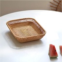 Rattan Bread Basket Woven Storage Basket Kitchen Bread Box Rattan Toys Storage Boxes Square Fruit Plate Trays Organizer Home Decor (Size : Small)