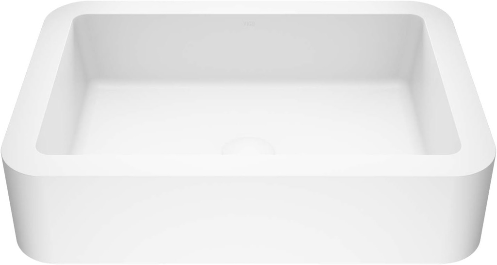 VIGO Petunia 23"L x 16"W x 5"H Over the Counter Matte Stone Rectangular Vessel Bathroom Sink in White -VG04002