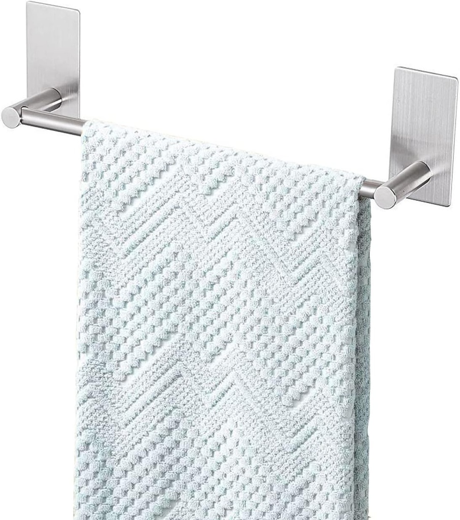 Adhesive Towel Bar 9-inch, Stick On Bath Towel Rack, Hand Towel Holders, No Drilling on Wall - Brushed Nickle