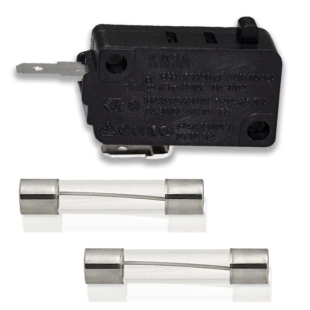 Replacement 5304509451 Microwave Fuse (20 Amp 125 Volt) and 5304509459 Microswitch for GE Frigidaire Microwave Ovens, Compatible with WB27X11138, 1810711, AP6230614, 5304464098, PS3486694