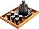 Sake Set, Saki Cups，Crafts CupCeramic Sake Set， Sake Set with Warmer Cup and Heating Base, Traditional Hot Sake Set 9-Piece Including 1Pc Warming Mug, 1Pc Sake Pot, 6Pcs Sake Cups and Electric Base,Wi