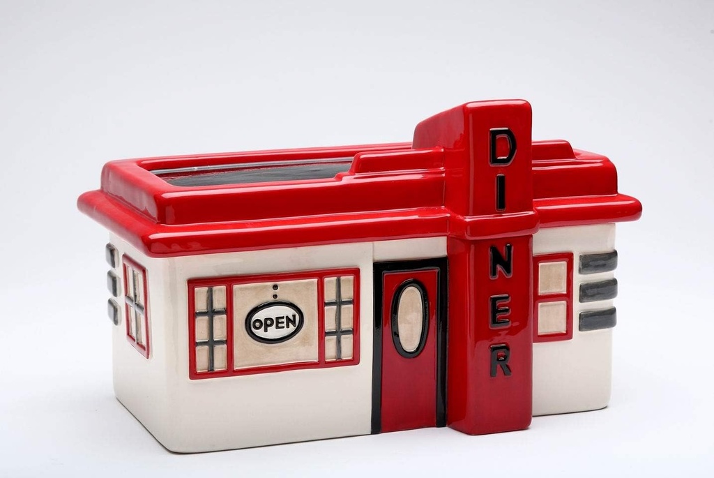 Fine Ceramic Red Diner Design Cookie Jar, 10-1/4" L