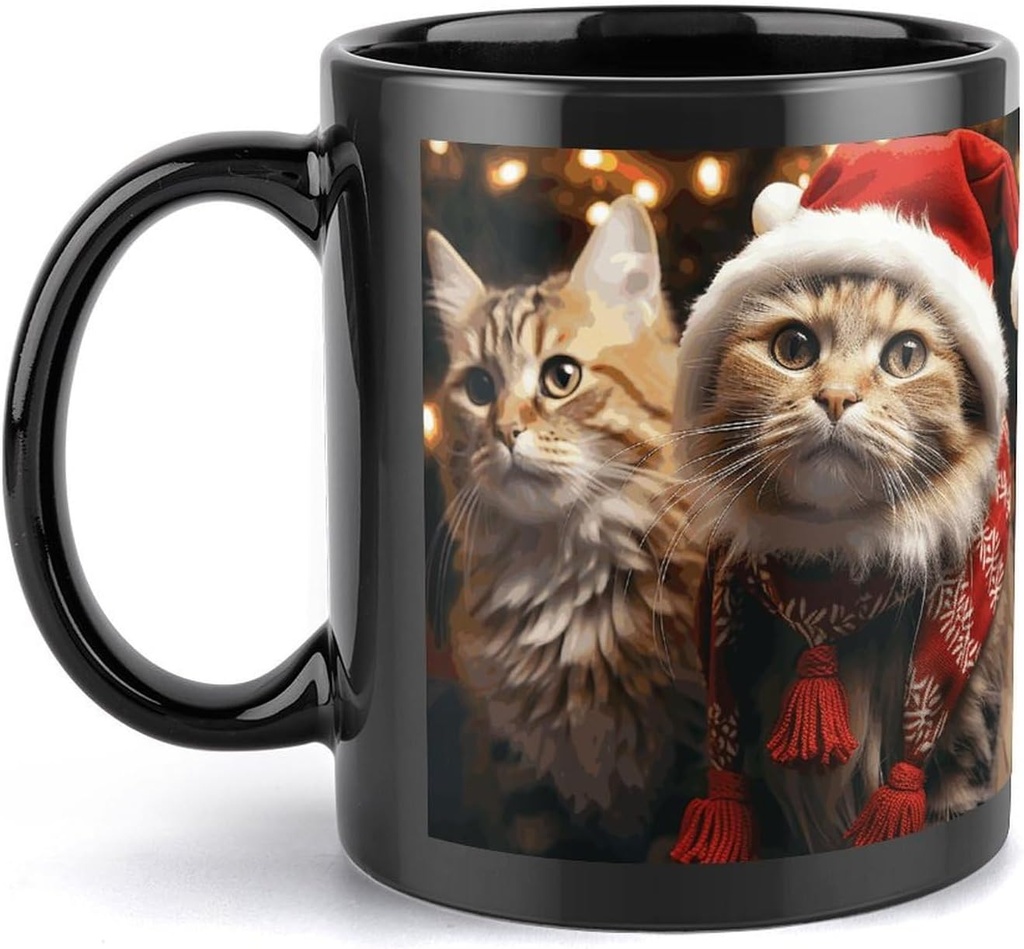 Christmas Cat Travel Mug Ceramic Large Ceramic Coffee Mugs with Handle, Porcelain Mugs- Perfect for Coffee Tea Espresso Other Beverages