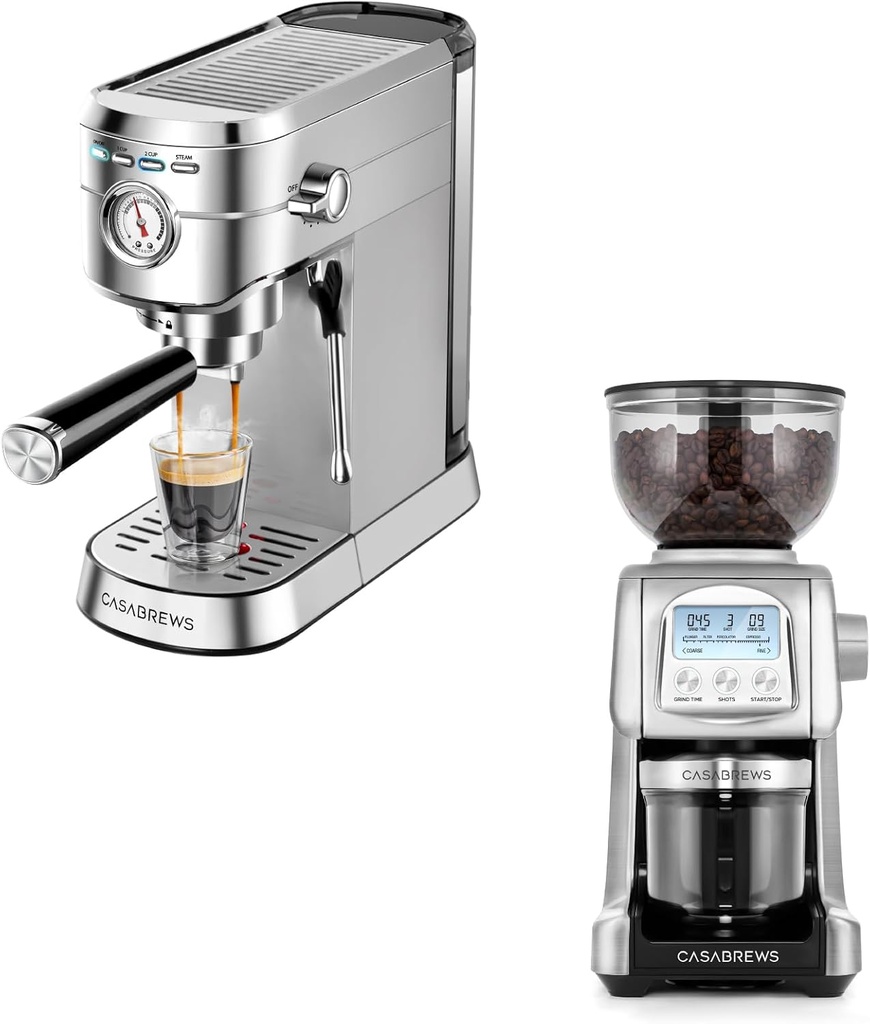 CASABREWS CM5418 Espresso Machine 20 Bar with Tornado Electric Conical Burr Coffee Grinder