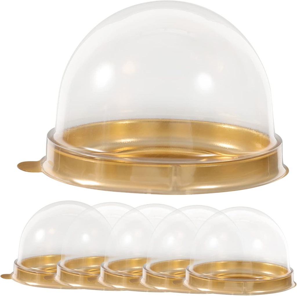 Ciieeo 50Pcs Gold Cake Boxes Thickened Round Dessert Containers Compact Egg Yolk Puff Packaging for Bakery Shop Party Use Closure