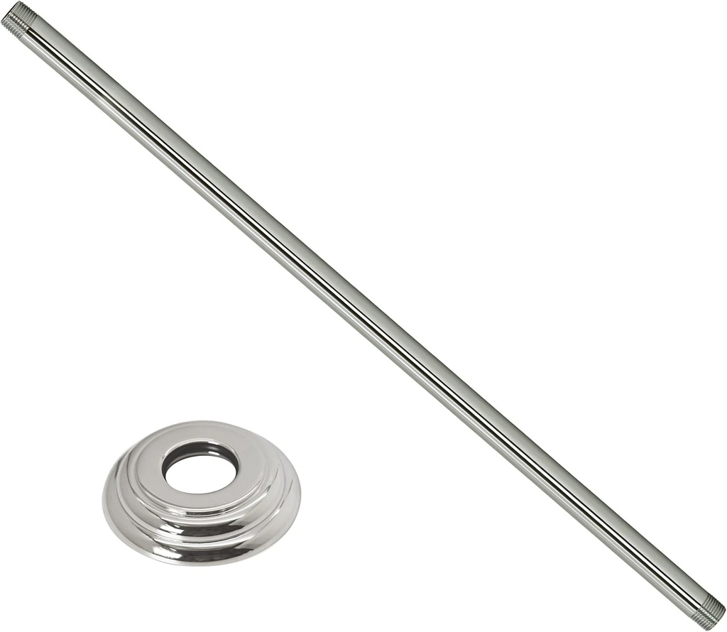 Westbrass A3619A-26 1/2" IPS x 19" Round Ceiling Mount Shower Arm with Flange, Polished Chrome