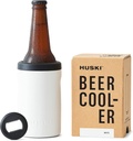 Huski Beer Cooler 2.0 | NEW | Premium Can and Bottle Holder | Triple Insulated Marine Grade Stainless Steel | Detachable 3-in-1 Opener | Works as a Tumbler | Best Gifts for Beer Lovers (White)