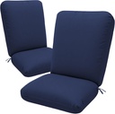 Outdoor High Back Chair Cushions, 2 Pack Waterproof Patio Furniture Cushions with Removable Covers for Outdoor Furniture, Blue