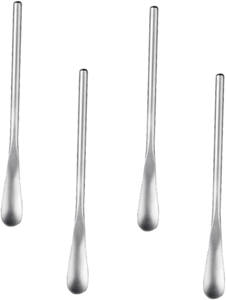 4pcs Stainless Steel Ice Tea Spoons Reusable Stirrer Spoon for Tall Glasses Bar Kitchen Eco-friendly