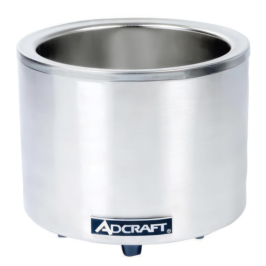 Adcraft FW-1200WR (Base Only) Countertop Food Cooker and Soup Warmer with Thermostatic Controls, Stainless Steel, 1200-Watts, 120v, Silver, 7 Quart