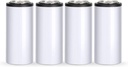 PYD Life 4 Pack 12oz Sublimation Slim Skinny White Stainless Steel Can Cooler,Sublimation Skinny Can Cooler,Sublimation Tumbler,Beer Can Cooler,Beer Holder,Vinly Gifts