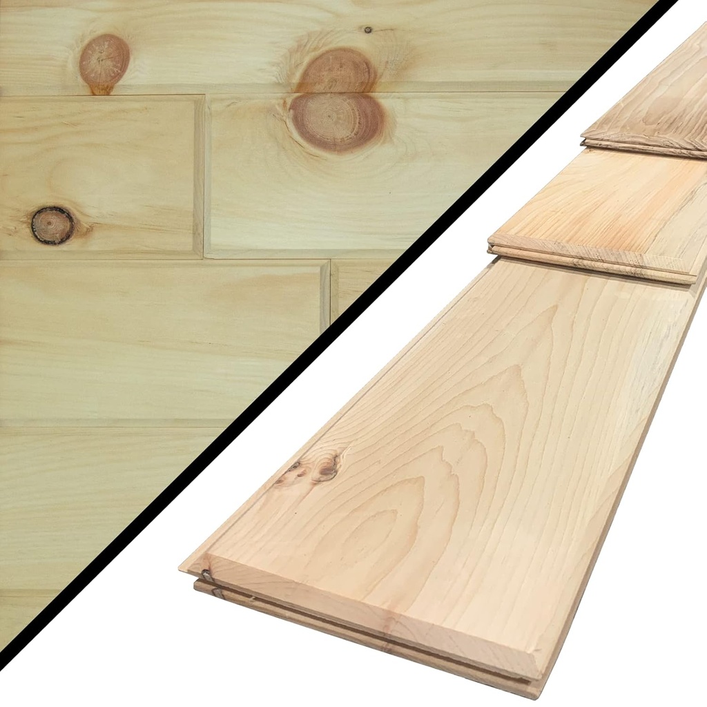 Wilson Real Wood Tongue and Groove Rustic Natural Reversible V-Groove or Shiplap Boards (End-Matched) (8" (36 sq. feet), Knotty Pine)