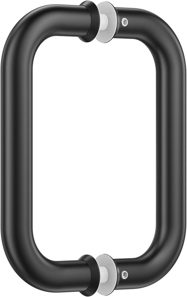 Ranbo Matte Black 6" （CTC） Tubular Back-to-Back Shower Door Handle，Heavy-Duty 1.0mm Thick 304 Stainless Steel, for 1/4"- 1/2" Thick Glass and 1-3/8" - 2-1/6" Thick Wooden or Metal Doors