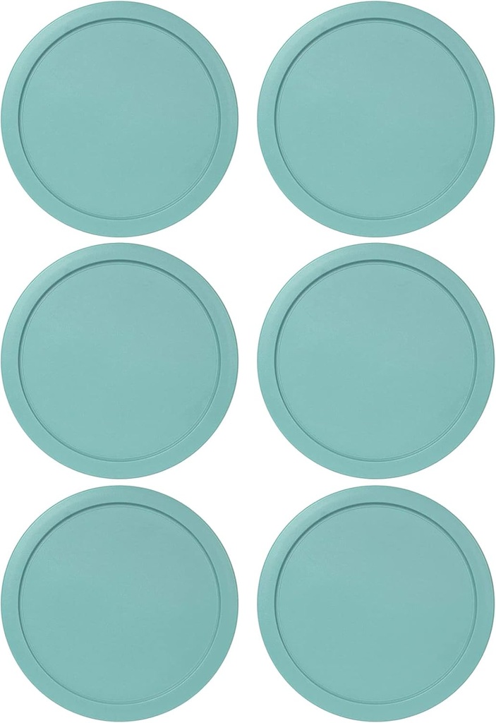 Replacement Lids fits Pyrex 6 & 7-Cup Glass Food Storage Container Bowls, 7.5-Inch Plastic Round Lids Covers for Pyrex 7402-PC, Airtight & Leakproof (6-Pack, Turquoise)