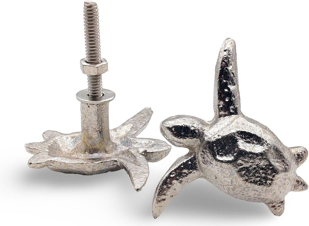 5MOONSUN5's Cast Iron Turtle knob Iron Nautical Cabinet Drawer Knobs Dresser Knobs Metal Knobs Drawer Pulls Door Knobs Coastal Handles Knobs Beach Decor for Closet Cupboard Set of 2