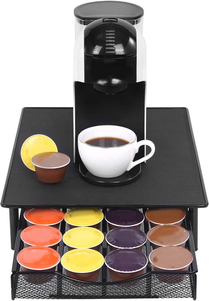 Coffee Pod Drawer, Compatible with K-Cups, 36 Pod Pack Holder, Sliding Coffee Pod Storage Drawer Holder, Coffee Organizer Stand Station for Home Cafe Office(Black)