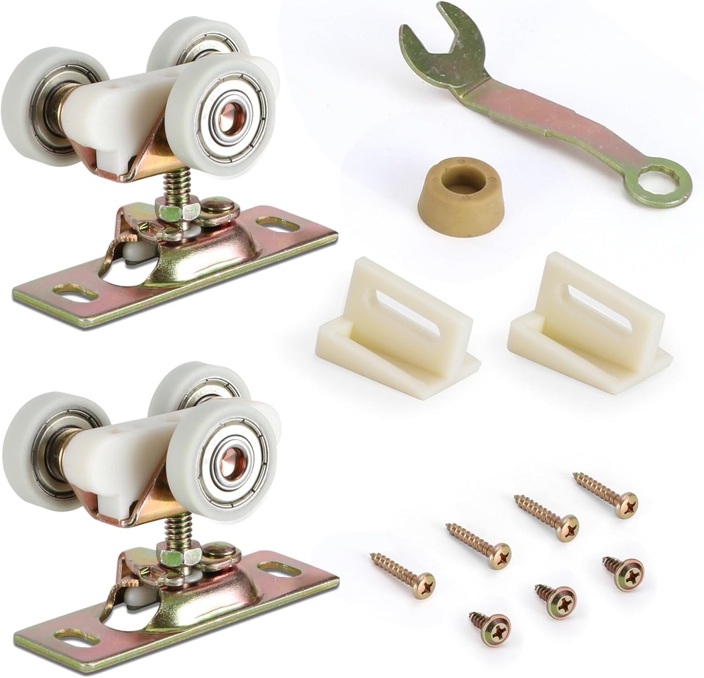 Pocket Door Commercial Grade Hanger Fits Johnson Part #1125 & Upgrades #1500 Hardware Kit, 1" Nylon Ball Bearing, 1-1/4" C.T.C, Min. 1" Thick Doors, 200lbs Capacity.
