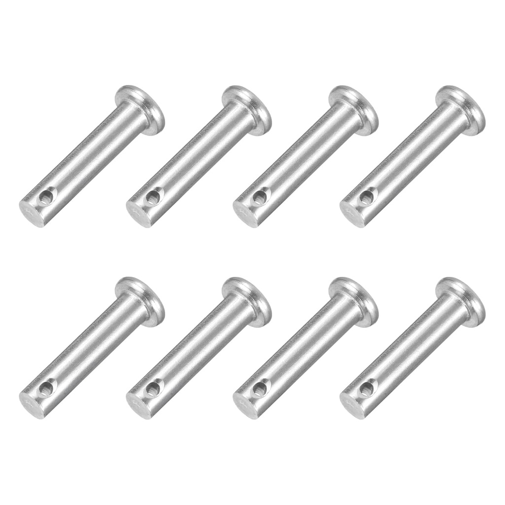 uxcell 8Pcs 1/4" x 1" Single Hole Clevis Pins, 304 Stainless Steel Flat Head Clevis Pins Hitch Pin for Trailer Latch, Mechanics Repair, Furniture Installation, Industrial Equipment