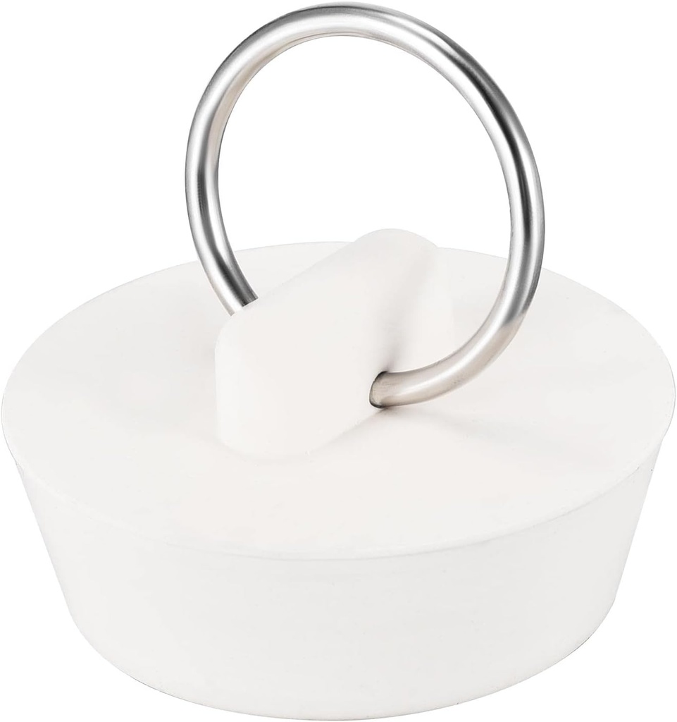 uxcell Rubber Sink Plug, White Drain Stopper Fit 1-1/8" to 1-1/4" Drain with Hanging Ring for Bathtub Kitchen and Bathroom