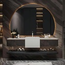 Floating Bathroom Vanity with Sink - Luxury Bathroom Vanity with LED Smart Defogging Mirror & Drawers, Partitions - Multi-Layer Solid Wood Material - Wall Mounted