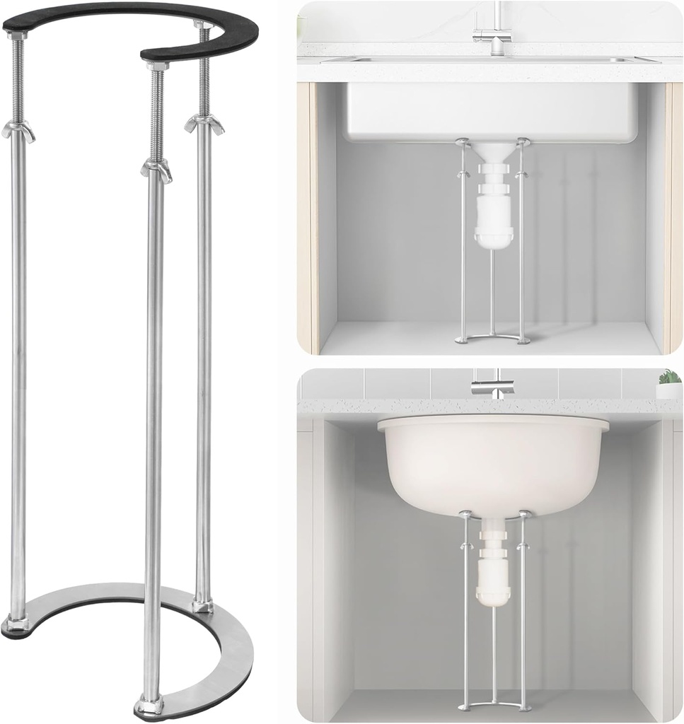 IRONWALLS Undermount Sink Brackets Stainless Steel, 15.7” to 27.5” Adjustable Under Sink Support Brackets, Bathroom Kitchen Sink Support Legs, Sink Repair System