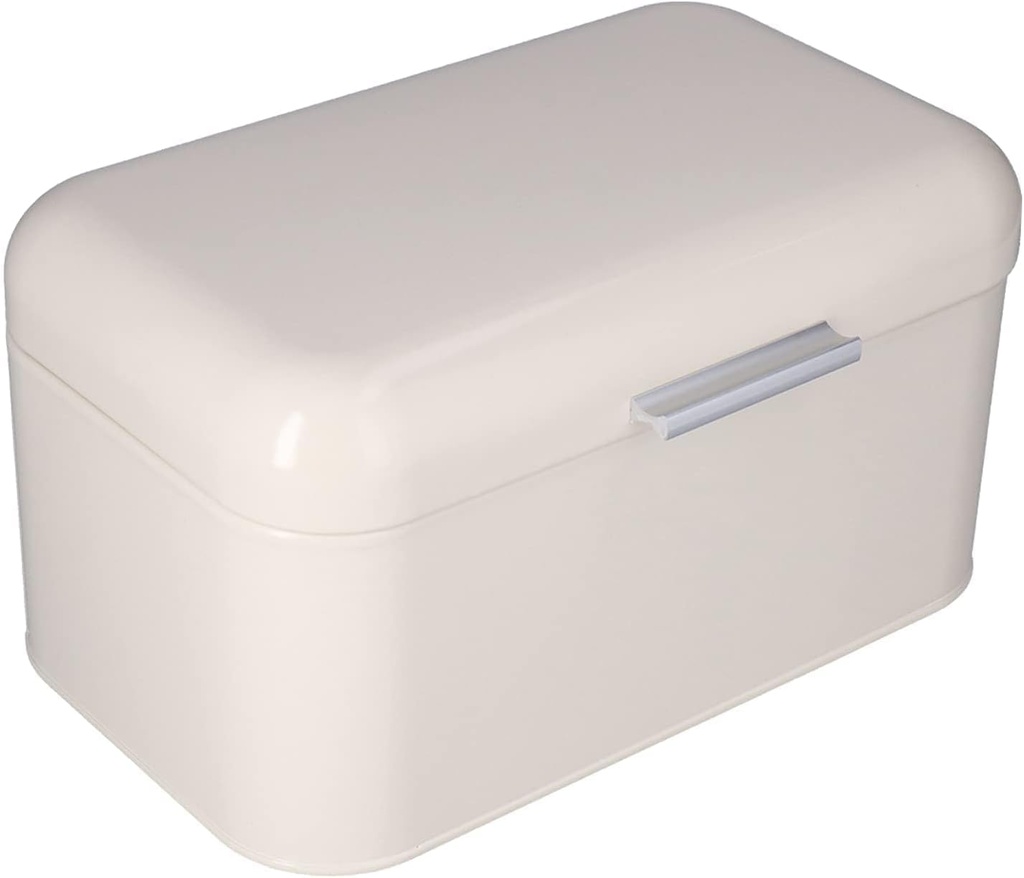 JEOZBM Bread Box, Milky White Stainless Steel Bread Storage Box, Odorless and Anti-Fingerprint Retro Tin Bread Container for Keeping Flavor