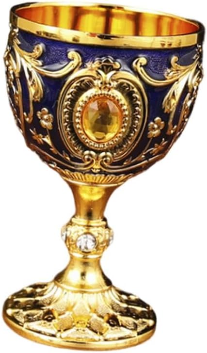 30ml Mini Goblet Vintage Metal Wine Cup Embossed Height 70mm, Party Supplies Decorative Medieval Style, Style D